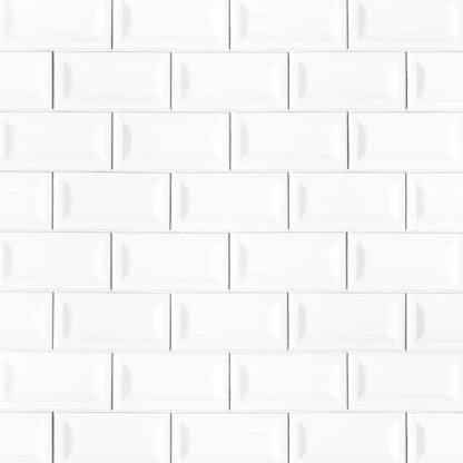 MS International Domino 12" x 12" Inverted Beveled 3" x 6" White