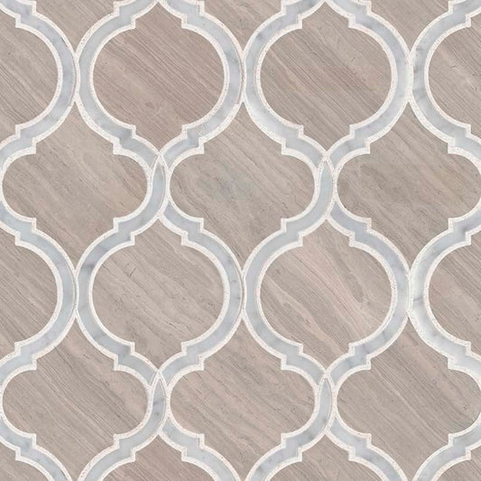 MS International Decorative Mosaic 12" x 12" Arabesque  White Quarry  Savona