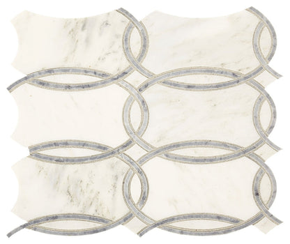 Marazzi Castellina Stone Mosaic 14" X 12" Trellis White And Gray