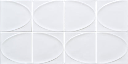 Emser Mizu 8"x16" Ellipse Mosaic 3.86"X3.86" Polished White
