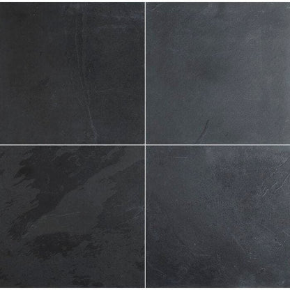 MS International Slate And Quartzite 12" x 12" Honed Montauk Black