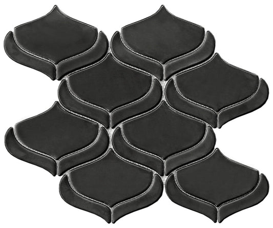 Emser Mythos 11"x12" Arabesque Mosaic 2.8"X3.1" Black