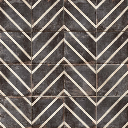 Bedrosians Vivace 9" x 9" Decorative Tile Peak Caviar