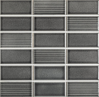 Emser Nagara 11"x11" Stacked Mosaic1.8"X3.75" Polished Gray