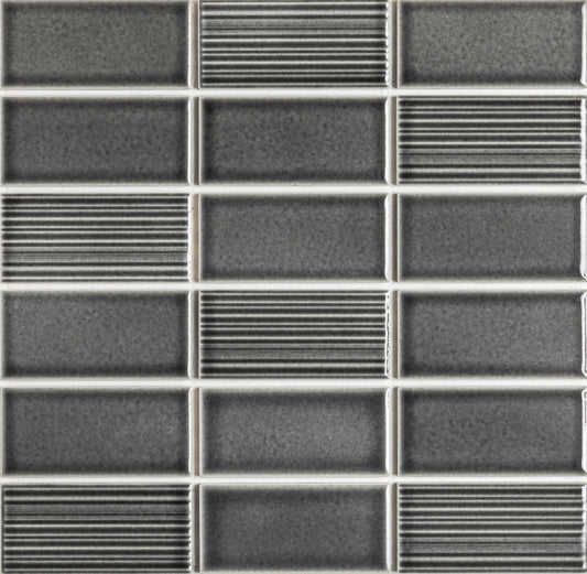 Emser Nagara 11"x11" Stacked Mosaic1.8"X3.75" Polished Gray