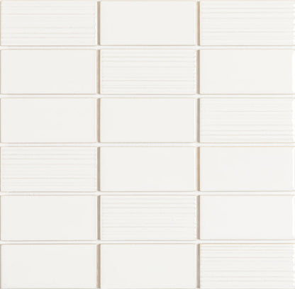 Emser Nagara 11"x11" Stacked Mosaic1.8"X3.75" Polished White