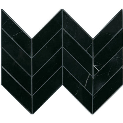 Daltile Pietra Divina 14" X 14" Chevron Nero Marquina