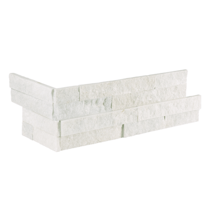 Bedrosians Stone Ledgers 6" X 24" Ledger Corner Split Face Glacier White