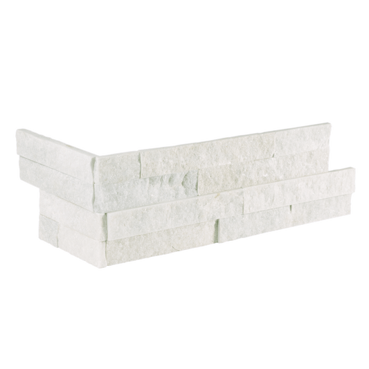 Bedrosians Stone Ledgers 6" X 24" Ledger Corner Split Face Glacier White