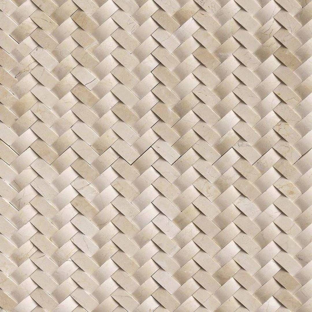 MS International Natural Stone Marble 12" x 12" Herringbone 1" x 2" Mosaic Crema Arched