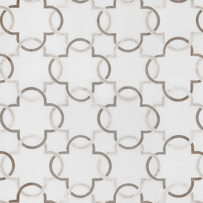 MS International Natural Stone Marble 12" x 12" polished Bianco Quatrefoil