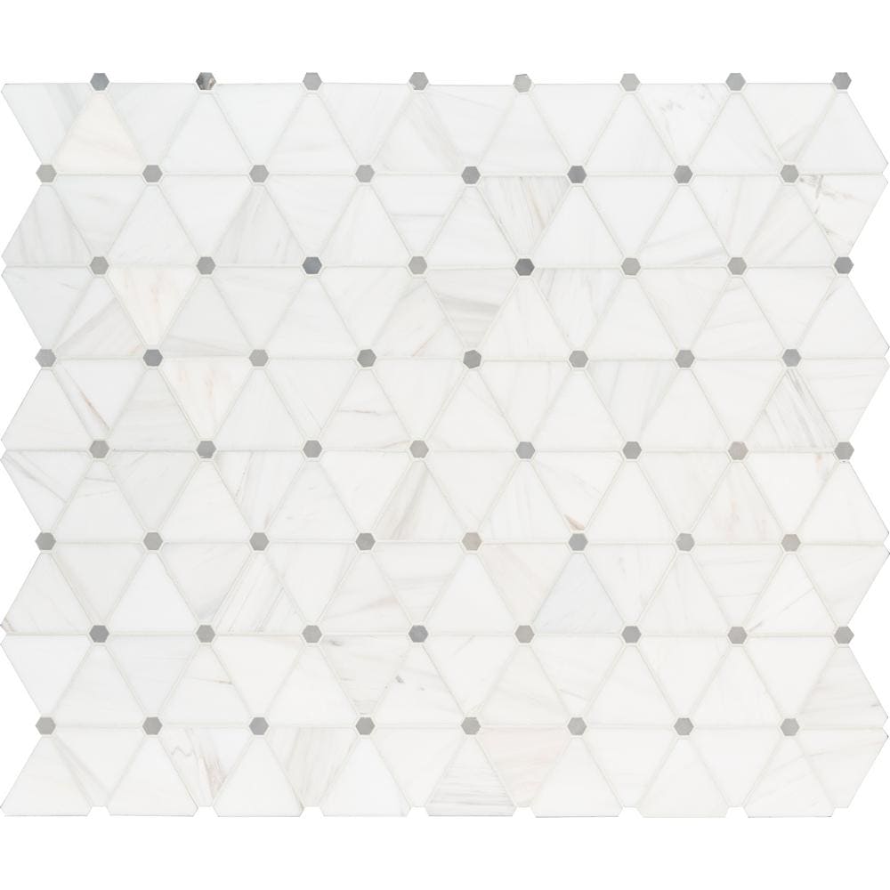 MS International Natural Stone Marble 12" x 12" Mosaic Bianco Dolomite Pinwheel 