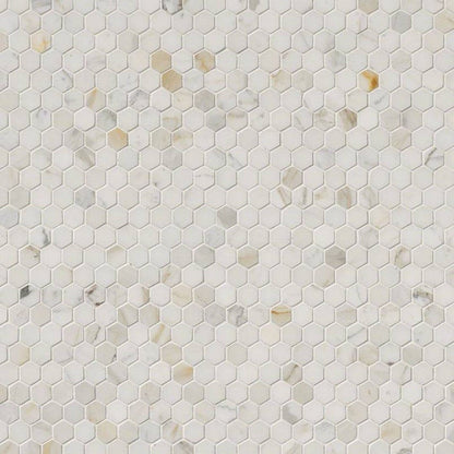 MS International Natural Stone Marble 12" x 12" Hexagon 1" Mosaic Calacatta Gold