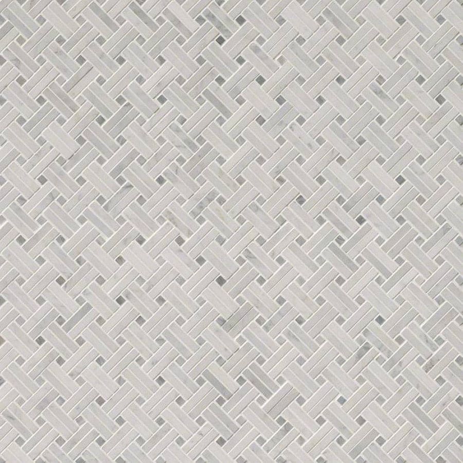 MS International Natural Stone Marble 12" x 12" Basketweave Mosaic  Carrara White 9.6Mm