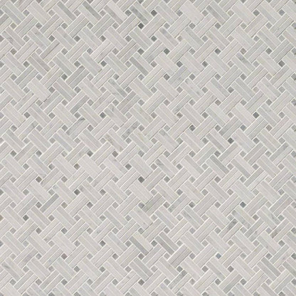 MS International Natural Stone Marble 12" x 12" Basketweave Mosaic  Carrara White 9.6Mm