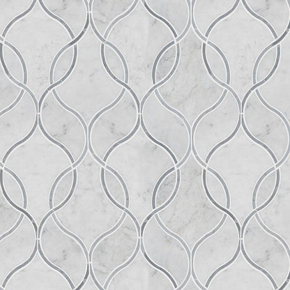 MS International Natural Stone Marble 12" x 12" Polished Carrara White Ellipsis