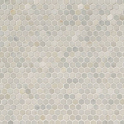 MS International Natural Stone Marble 12" x 12" Hexagon 1" Mosaic Greecian White