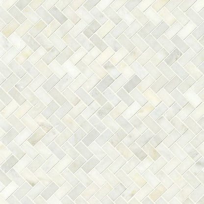MS International Natural Stone Marble 12" x 12" Herringbone 1" x 3" Mosaic Greecian White
