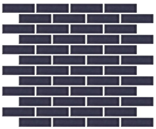 Emser Savvy 11"x12" Off-set Mosaic 1"x3" Polished Navy