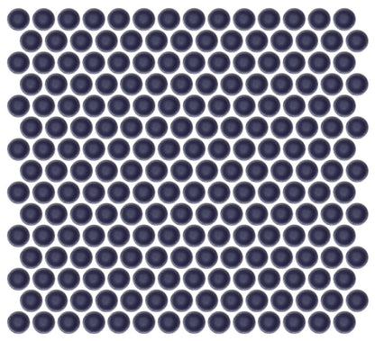 Emser Savvy 11"x12" Penny Round Mosaic 1"x1" Polished Navy