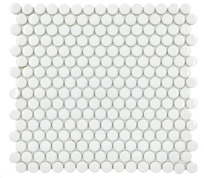 Emser Savvy 11"x12" Penny Round Mosaic 1"x1" Polished White