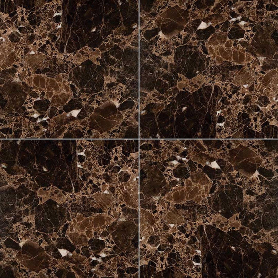 MS International Natural Stone Marble 18" x 18" Polished 9.6mm Emperador Dark