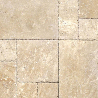 MS International Travertine 12" x 12" Tumbled Versailles Pattern  Tuscany Beige