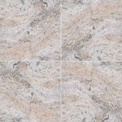 MS International Travertine 12" x 12" HF Silver
