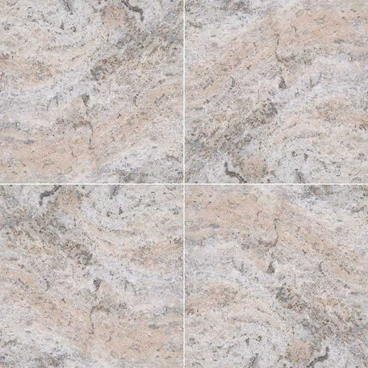 MS International Travertine 12" x 12" HF Silver