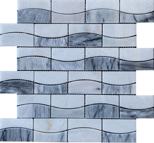 Emser Talento 12" X 13" Wave Mosaic 2" X 3" Polished  Gris 