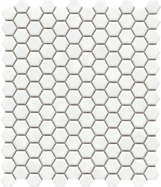 Emser Influence 10"x12" Hexagon Mosaic 1"x1" Matte White