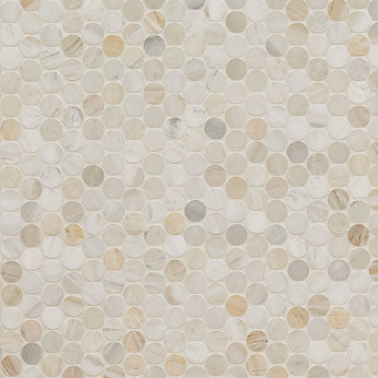 MS International Decorative Mosaic 12" x 12" Penny Round Athena Gold