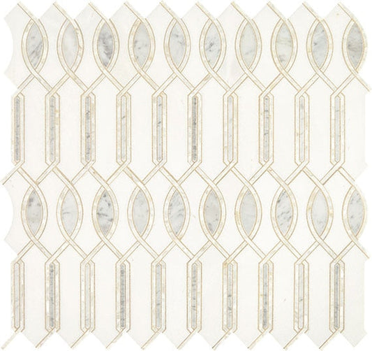 Daltile Lavaliere 11" X 11" Imaginare Mosaic Polished Carrara/Thassos/Mother Pearl