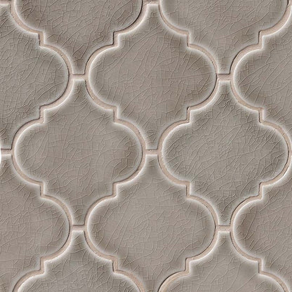 MS International Highland Park 12" x 12" Glossy Dove Gray Arabesque