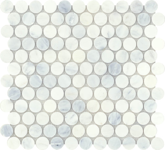 Emser Winter Frost 12"x12" Penny Round Mosaic 0.98"X0.98" Winter frost