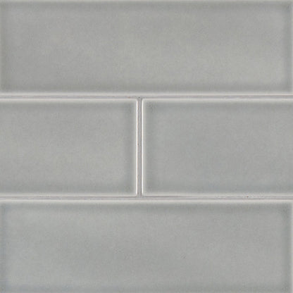 MS International Highland Park 12" x 12" Mosaic 4" x 12" Glossy Morning Fog