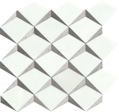 Emser Bizou 13"x13" Crest Mosaic Polished White/Taupe