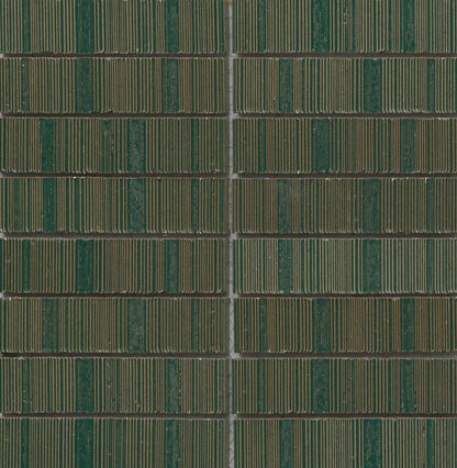 Emser Newtro 12"x12" Stacked Mosaic "1x6" Polished Green