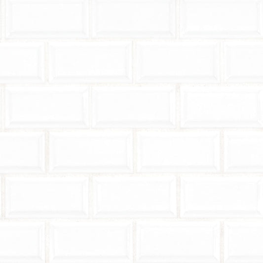 MS International Domino 12" x 12" Beveled Glossy 2" x 4" White