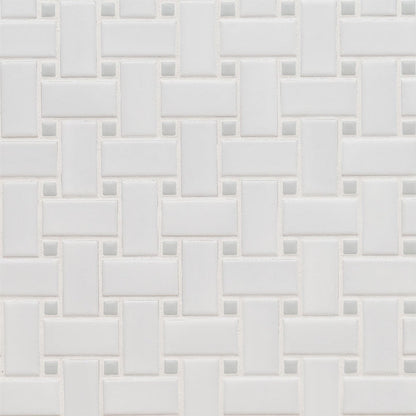 MS International Domino 12" x 12" Basketweave White And Gray