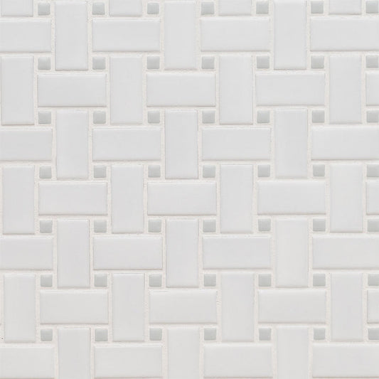 MS International Domino 12" x 12" Basketweave White And Gray