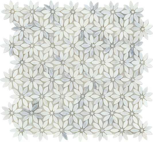 Emser Winter Frost 12"x13" Daisy Mosaic 0.33"x0.83" Winter frost