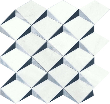 Emser Bizou 13"x13" Crest Mosaic Polished White/Black